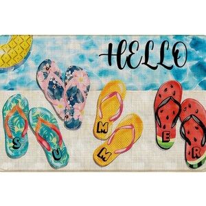Hello Beach Flip Flop Kids Doormat - Colorful Flip Flop Design